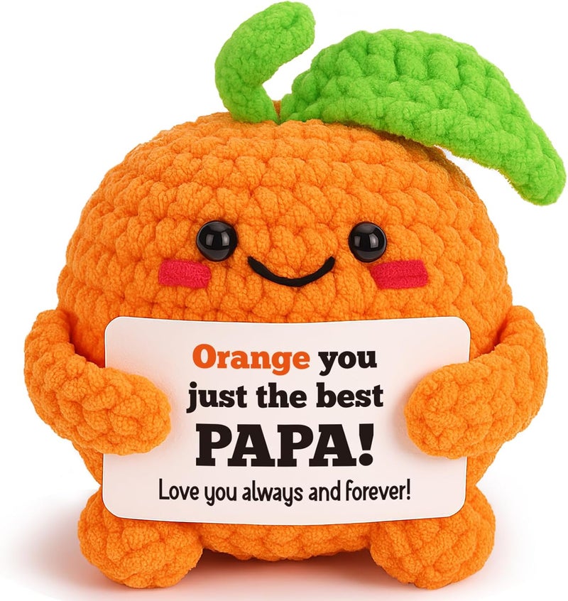 FEFAMM Christmas Birthday Gifts for Grandpa from Granddaughter Grandson - Mini Handmade Crochet Orange Birthday Gifts for Best Papa Grandfather Unique Stocking Stuffer for Men with Love & Gratitude - Image 1